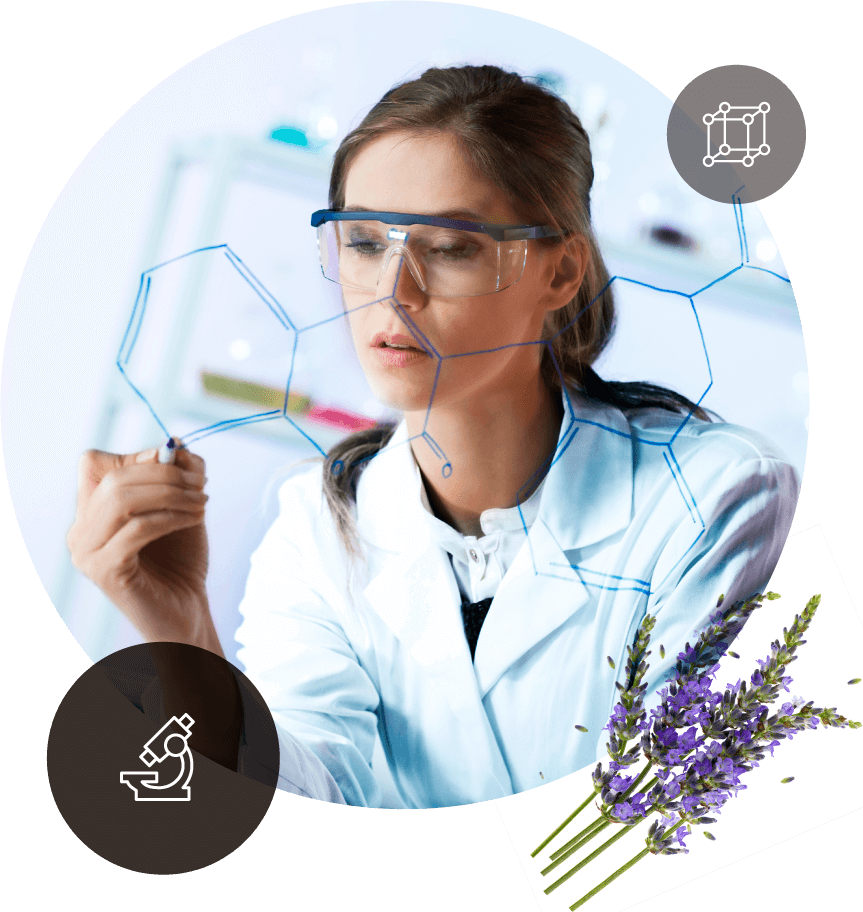 Scientist working with botanicals